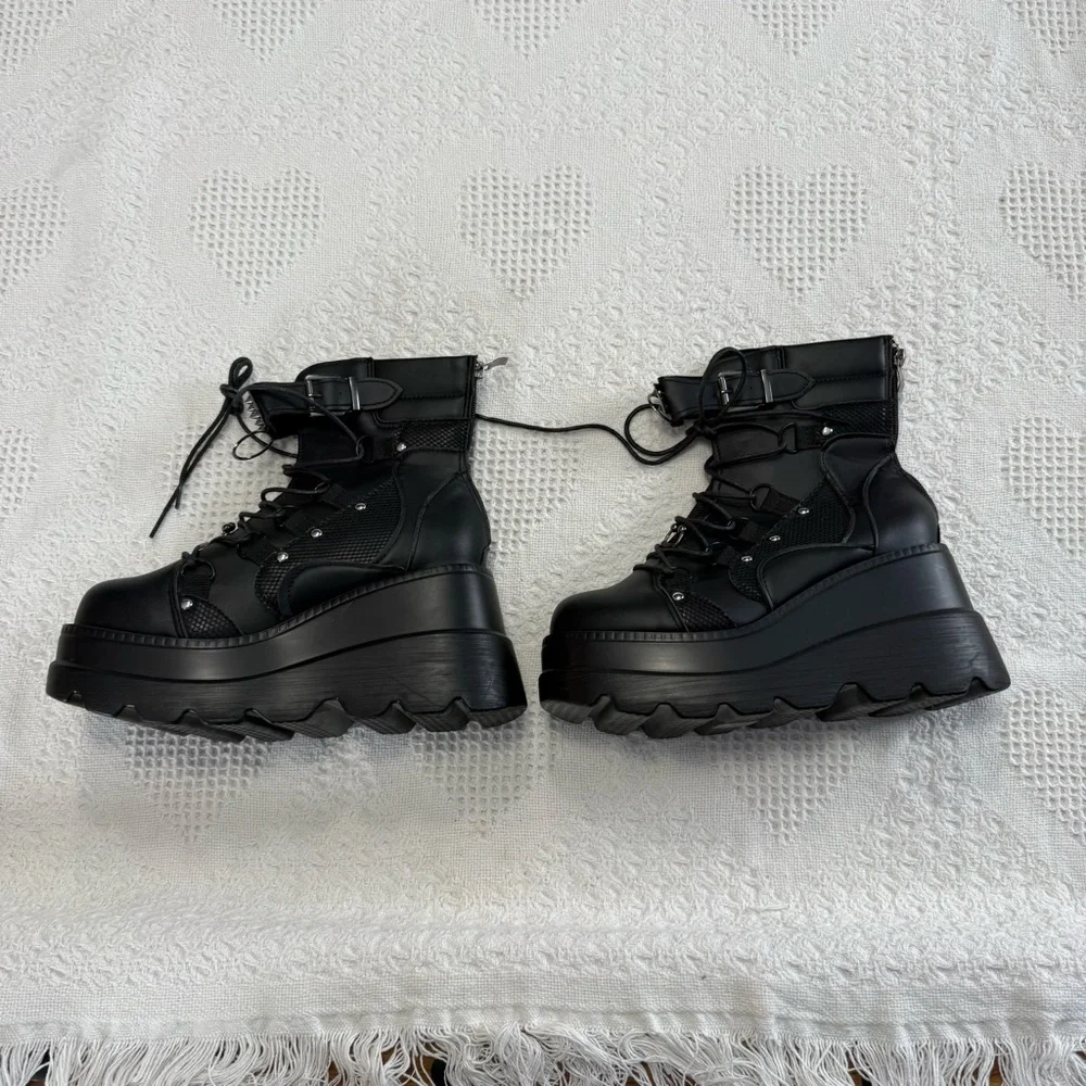 SHEIN Black Chunky Platform Boots (8)